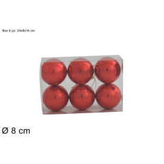 INGROSSO PALLE 8CM 6PZ ROSSO IN BOX PVC 8053482121437 INGROSSO ADDOBBI ALBERO NATALE PALLINE DI NATALE E PUNTALI