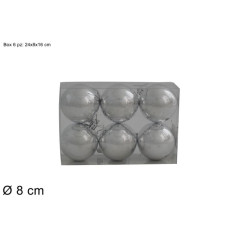 INGROSSO PALLE 8CM 6PZ SILVER IN BOX PVC 8053482121475 INGROSSO ADDOBBI ALBERO NATALE PALLINE DI NATALE E PUNTALI