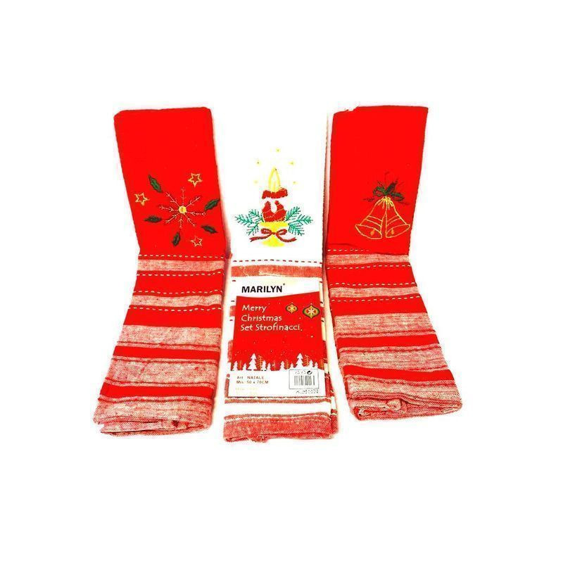 3PZ STROFINACCI NATALE 50X70CM MARIKA EAN 8011100202289 INGROSSO CUCINA NATALIZIA