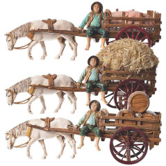 INGROSSO ARTICOLI NATALIZI 3 GRUPPI CON CARRETTO CM.10 STILE 700 08020376 INGROSSO PRESEPE E ACCESSORI