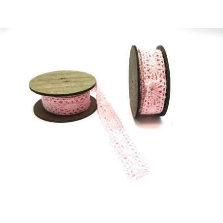INGROSSO CASALINGHI ROCCHETTO MERLETTO ROSA CM2