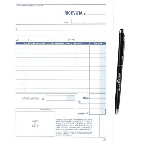 RICEVUTE SANITARIE 2 COPIE 15X21,5 CF 10 EAN 07911903 INGROSSO MODULI E SCHEDE