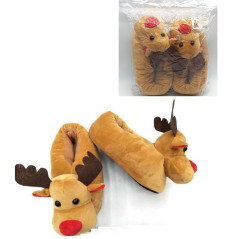 INGROSSO ARTICOLI NATALIZI PANTOFOLE A FORMA DI RENNA C/NASO 8021029276407 INGROSSO DECORAZIONI NATALIZIE