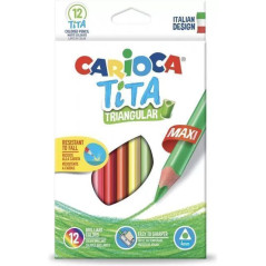 INGROSSO CARTOLERIA CARIOCA MAXI TITA TRIANG. SCAT.12PZ 8003511427917 INGROSSO PENNARELLI MATITE COLORATE TEMPERE