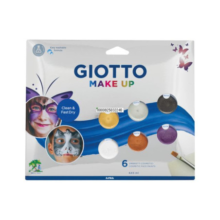 INGROSSO CARNEVALE SET 6 X 5ML FACEPAINT GIO MAKEUP METAL 8000825032240 INGROSSO ARTICOLI CARNEVALE TRUCCHI DI CARNEVALE