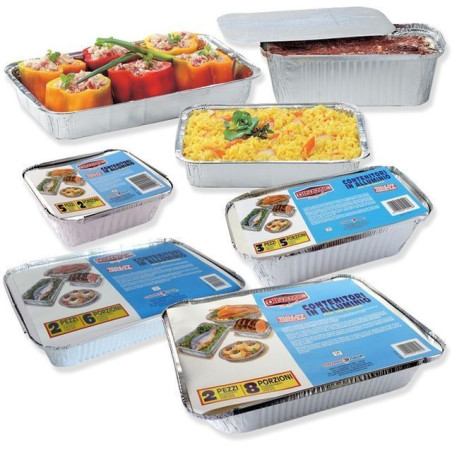 INGROSSO CASALINGHI CONTENITORI ALLUMINIO C/C 2 Porz. 4 Pz 8018909105117 INGROSSO ACCESSORI CUCINA VASCHETTE DI ALLUMNIO E BOBIN