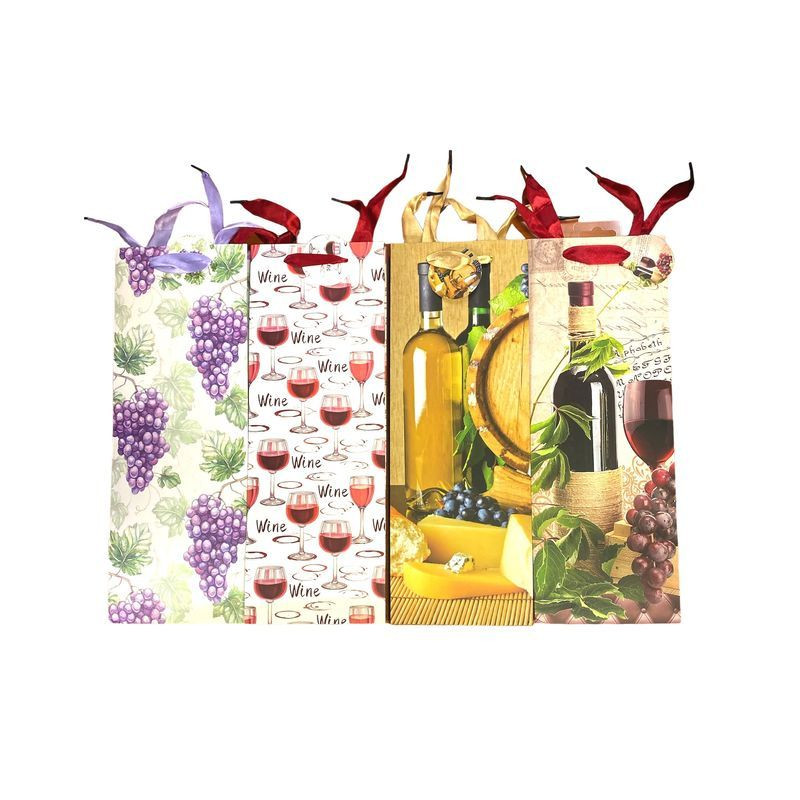 BORSA BOTTIGLIA WINE CM.13X10X36H ASS. EAN 8006752801607 INGROSSO SACCHETTI E SHOPPER REGALO