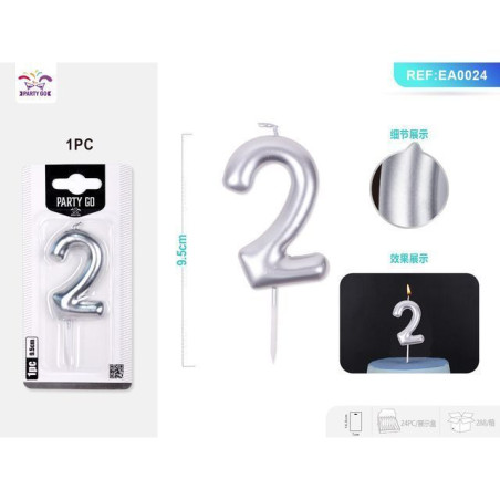 INGROSSO FESTA E PARTY CANDELE DI COMPLEANNO NUMERI 2 ARG. 6CM 8058617573747 INGROSSO ARTICOLI PER FESTE CANDELE COMPLEANNO