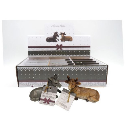 BUE / ASINO L.10CM / H.7CM LUCIDO EAN 8021029172280 INGROSSO PERSONAGGI PER IL PRESEPE E ANIMALI
