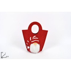 INGROSSO ARTICOLI DI NATALE BORSETTA FELTRO ROSSA 20CM C/VISO GNOMO 8053482085708 DECORAZIONI NATALIZIE OGGETTISTICA NATALIZIA