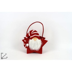 INGROSSO ARTICOLI DI NATALE BORSETTA STELLA ROSSA 18CM C/VISO GNOMO 8053482085753 DECORAZIONI NATALIZIE OGGETTISTICA NATALIZIA