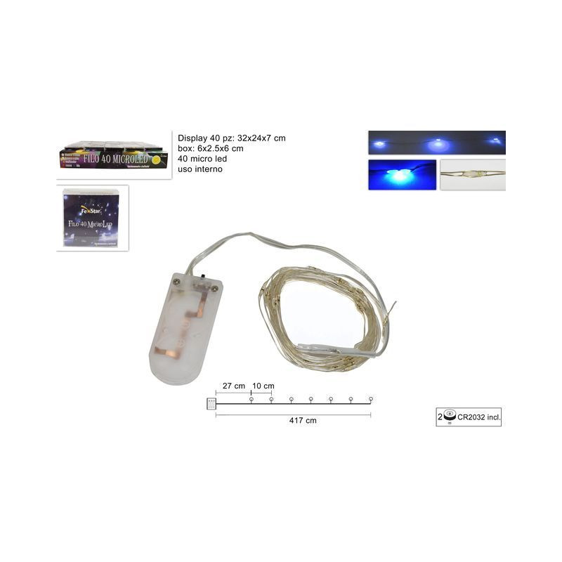 FILO 40MICRO LED BLU BATT. EAN 8053482092805 INGROSSO LUCI NATALIZIE