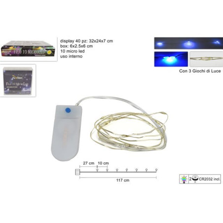INGROSSO ARTICOLI DI NATALE FILO 10MICRO LED BLU BATT.C/3 GIOCHI L 8053482092874 ARTICOLI NATALIZI LUCI NATALIZIE