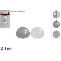 INGROSSO ARTICOLI DI NATALE PALLE 8CM SET 2PZ SILVER+TRASPARENTE 8053482121208 ARTICOLI NATALIZI PALLINE DI NATALE E PUNTALI