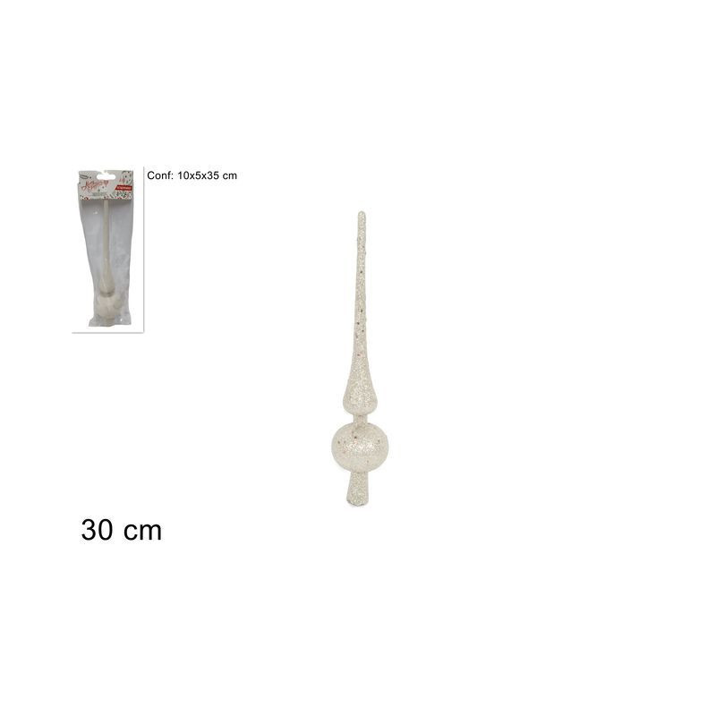PUNTALE GLITTER BIANCO 12 EAN 8033113226175 INGROSSO PALLINE DI NATALE E PUNTALI