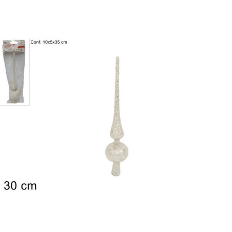 PUNTALE GLITTER BIANCO 12 EAN 8033113226175 INGROSSO PALLINE DI NATALE E PUNTALI