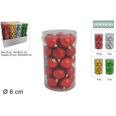 INGROSSO ARTICOLI DI NATALE PALLE 6CM 25 PZ ASS IN DISPLAY 4 COLORI 8053482242392 ARTICOLI NATALIZI PALLINE DI NATALE E PUNTALI