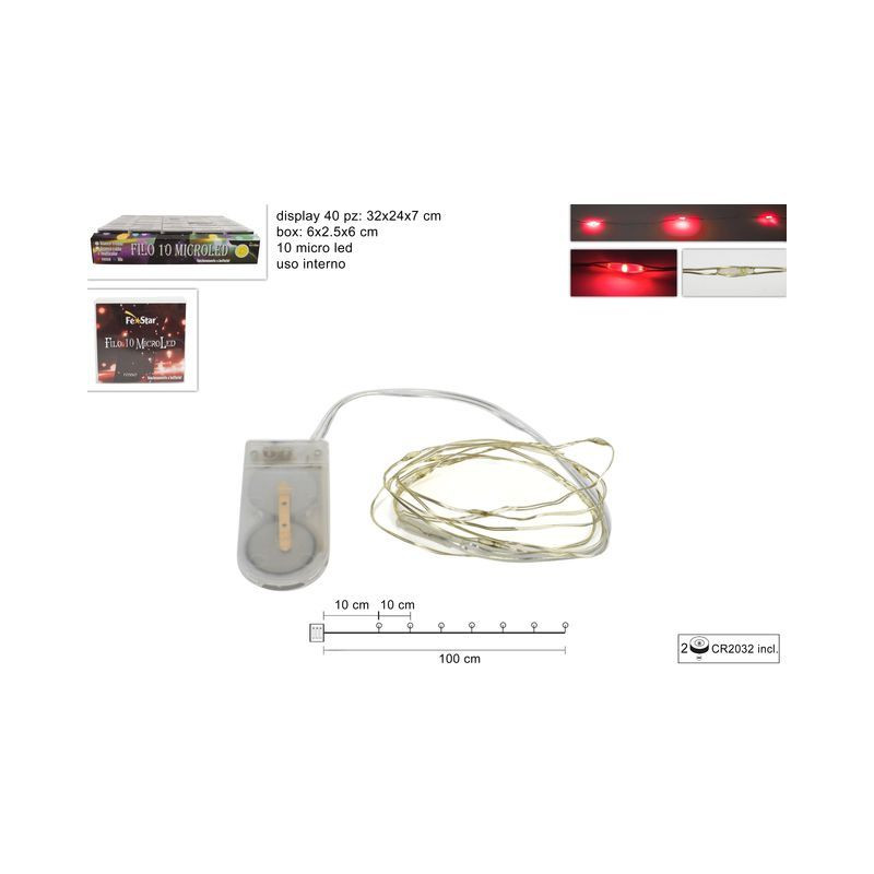 FILO 10MICRO LED ROSSO BATT EAN 8033113948428 INGROSSO LUCI NATALIZIE FILO 10MICRO LED ROSSO BATT EAN 8033113948428 INGROSSO LUCI NATALIZIE