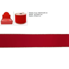INGROSSO ARTICOLI DI NATALE NASTRO 6.3X270CM IN VELLUTO ROSSO/B.ORO 8053482008240 ADDOBBI ALBERO NATALE NASTRI NATALIZI PER ADDO