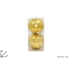 INGROSSO ARTICOLI DI NATALE PALLE 14 CM 2 PZ LUCIDE IN BOX PVC ORO 8033113358531 ADDOBBI ALBERO NATALE PALLINE DI NATALE E PUNTA