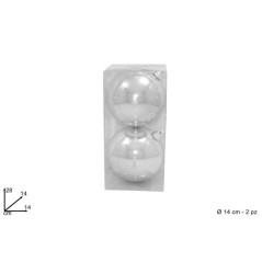 INGROSSO ARTICOLI DI NATALE PALLE 14 CM 2 PZ LUCIDE IN BOX PVC SILVE 8033113358548 ADDOBBI ALBERO NATALE PALLINE DI NATALE E PUN