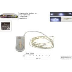 INGROSSO ARTICOLI DI NATALE FILO 10MICRO LED BIANCO FREDDO BAT 8033113948350 ARTICOLI NATALIZI LUCI NATALIZIE