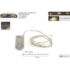 INGROSSO ARTICOLI DI NATALE FILO 10MICRO LED BIANCO CALDO BATT. 8033113948367 ARTICOLI NATALIZI LUCI NATALIZIE