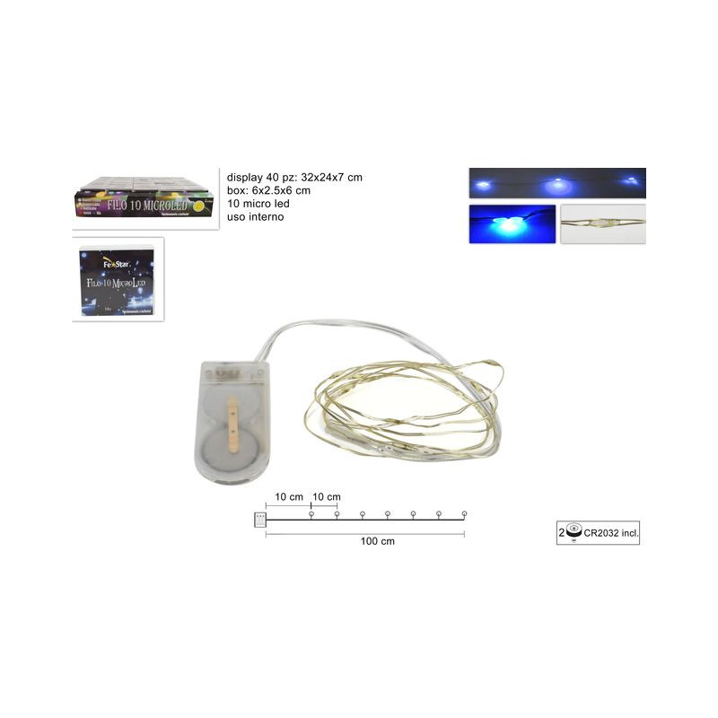 FILO 10MICRO LED BLU EAN 8033113948435 INGROSSO LUCI NATALIZIE