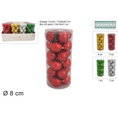 INGROSSO ARTICOLI DI NATALE PALLE 8CM 24 PZ ASS IN DISPLAY 4 COLORI 8053482242477 ADDOBBI ALBERO NATALE PALLINE DI NATALE E PUNT