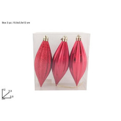 INGROSSO ARTICOLI DI NATALE APPENDINI GOCCIA 12CM SET 3PZ ROSSO 8053482270579 ADDOBBI ALBERO NATALE PALLINE DI NATALE E PUNTALI