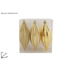 INGROSSO ARTICOLI DI NATALE APPENDINI GOCCIA 12CM SET 3PZ ORO 8053482270586 ADDOBBI ALBERO NATALE PALLINE DI NATALE E PUNTALI
