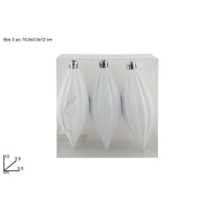 INGROSSO ARTICOLI DI NATALE APPENDINI GOCCIA 12CM SET 3PZ BIANCO 8053482270609 ADDOBBI ALBERO NATALE PALLINE DI NATALE E PUNTALI
