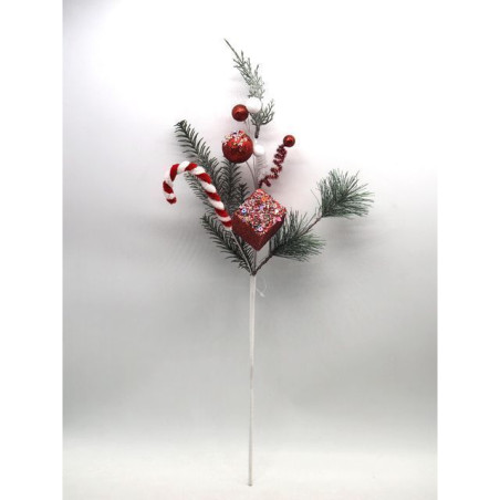 RAMO NATALIZIO H.60CM LINEA CANDY EAN 8021029374783 INGROSSO FIORI FINTI NATALIZI