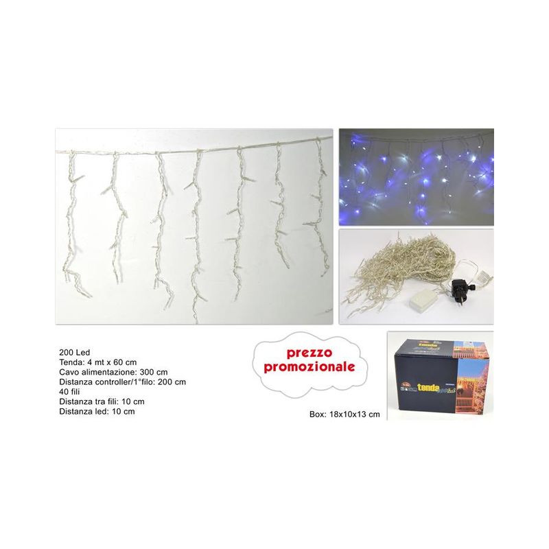 TENDA LED 200LUCI 4MT C/GIOCO LUCI BLU/B EAN 8033113430220 INGROSSO LUCI NATALIZIE TENDA LED 200LUCI 4MT C/GIOCO LUCI BLU/B EAN 8033113430220 INGROSSO LUCI NATALIZIE