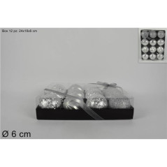 INGROSSO ARTICOLI DI NATALE PALLE 6CM 12PZ ASS SILVER IN BOX 8053482006901 ADDOBBI ALBERO NATALE PALLINE DI NATALE E PUNTALI