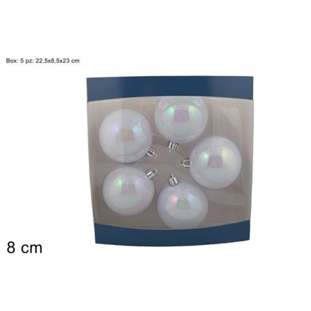 PALLE 8CM SET 5PZ RAINBOW LUCIDE/PERLATE EAN 8053482286228 INGROSSO PALLINE DI NATALE E PUNTALI