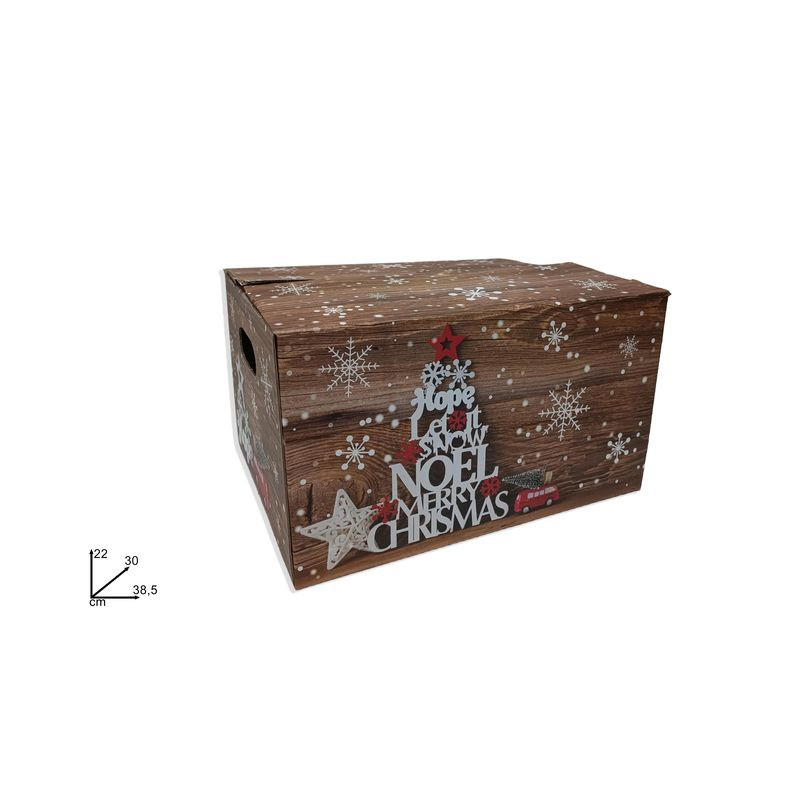 SCATOLA CHIUSA LEGNO CON DISEGNO GRANDE EAN 8053482288376 INGROSSO SCATOLE NATALIZIE