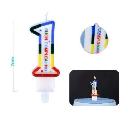 INGROSSO FESTA E PARTY CANDELE NUMERO 1 COLORE 9CM 1PC 8058617577134 ARTICOLI PER FESTE CANDELE COMPLEANNO