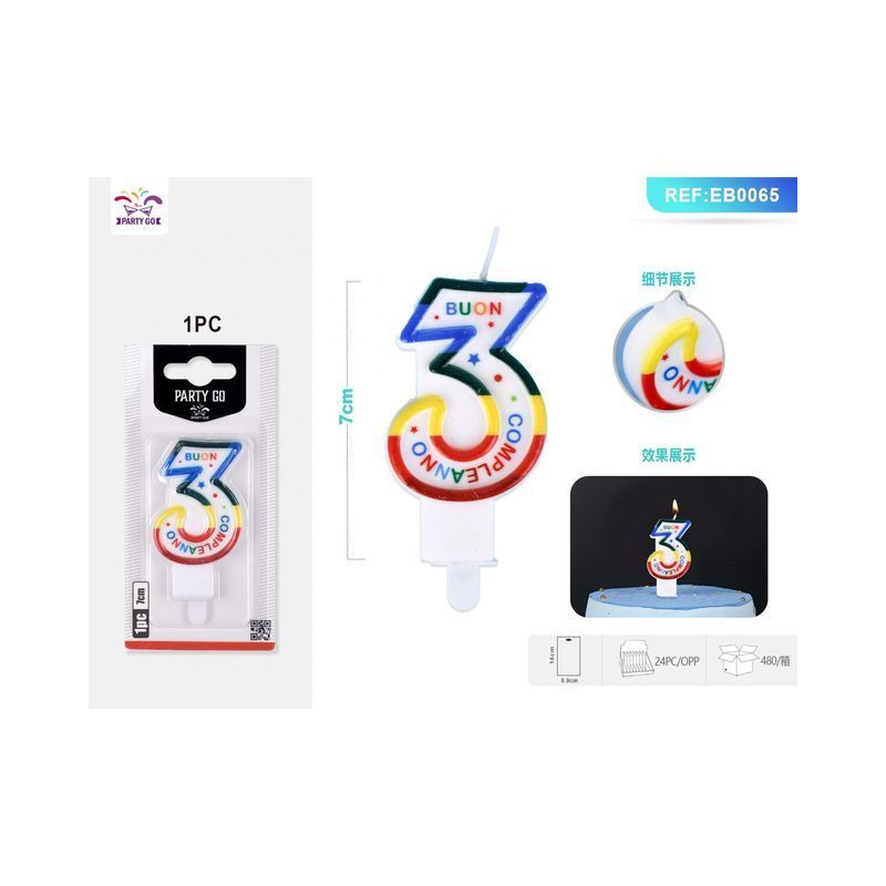 CANDELE NUMERO 3 COLORE 9CM 1PC EAN 8058617577158 INGROSSO CANDELE COMPLEANNO CANDELE NUMERO 3 COLORE 9CM 1PC EAN 8058617577158 INGROSSO CANDELE COMPLEANNO