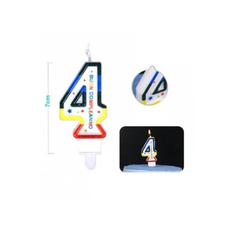 INGROSSO FESTA E PARTY CANDELE NUMERO 4 COLORE 9CM 1PC 8058617577165 ARTICOLI PER FESTE CANDELE COMPLEANNO