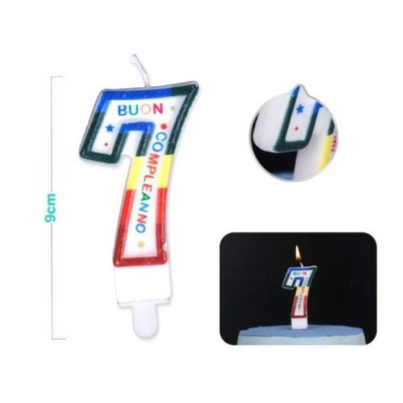 INGROSSO FESTA E PARTY CANDELE NUMERO 7 COLORE 9CM 1PC 8058617577196 ARTICOLI PER FESTE CANDELE COMPLEANNO