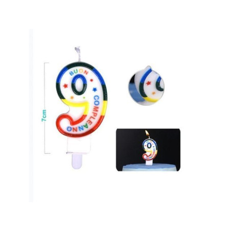 INGROSSO FESTA E PARTY CANDELE NUMERO 9 COLORE 9CM 1PC 8058617577219 ARTICOLI PER FESTE CANDELE COMPLEANNO