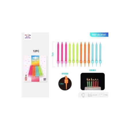 CANDELA 4 COLORE MISTO 7CM 12PC EAN 8058617580974 INGROSSO CANDELE COMPLEANNO
