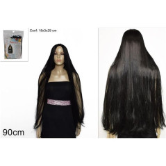 INGROSSO CARNEVALE PARRUCCA CAPELLI NERI 90CM 8033113953101 ARTICOLI DI CARNEVALE PARRUCCHE E BARBE DI CARNEVALE