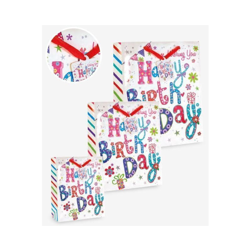 BORSA HAPPY BIRTHDAY EXTRA-L 32X11,5X42H EAN 8006752802970 INGROSSO SACCHETTI E SHOPPER REGALO