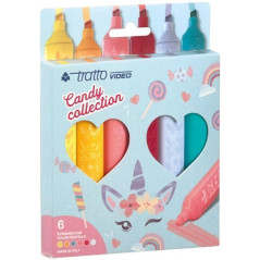 INGROSSO CARTOLERIA TRATTO VIDEO CANDY COLLECTION 8000825063602 PENNE REFIL MARCATORI EVIDENZIATORI EVIDENZIATORI