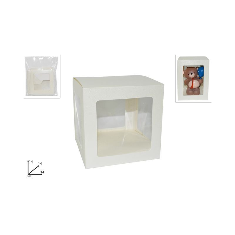 SCATOLA REGALO CON VETRINETTA 14X14X14CM EAN 8034048404300 INGROSSO NASTRI E CONTENITORI PER BOMBONIERE