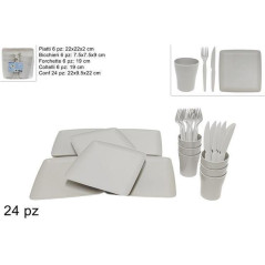 INGROSSO CASALINGHI SET 24 PEZZI STOVIGLIE PLASTICA BIANCO 8034048606599 ACCESSORI CUCINA PIATTI PER LA CASA