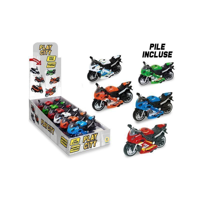 MOTO DA CORSA A FRIZIONE LUCI E SUONI EAN 8017967689843 INGROSSO MODELLINI AUTO LUCI E SUONI