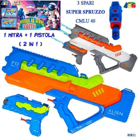 INGROSSO GIOCATTOLI PISTOLA SPARA ACQUA SPAZIALE 3 SPARI 2IN 8055742220065 ARTICOLI PER LA SPIAGGIA PISTOLE ACQUA E SPRUZZATORI